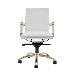 Corner Office White and Gold Low Back Office Chair