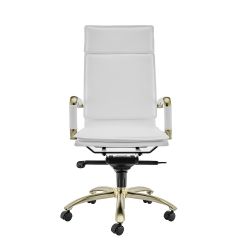 Corner Office White and Gold High Back Office Chair