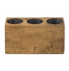 Distressed Maple Stain 3 Hole Sugar Mold Candle Holder
