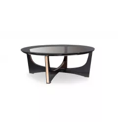Rosegold crocodile texture glass coffee table with metal legs