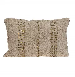 Boho woven shaggy sequin lumbar pillow with artistic pattern and throw pillow design