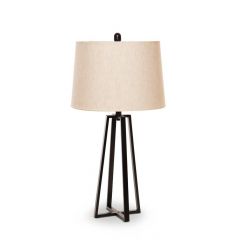 Set of Two 29" Black Metal Standard Table Lamps With beige Shade