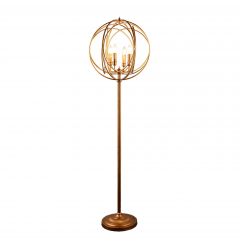 64" Gold Four Light Floor Lamp With Modern Gold Geometric Globe Shade