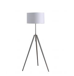 64" Chrome Adjustable Tripod Floor Lamp With White Shade
