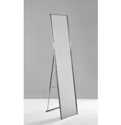 59" Silver Metal Framed Cheval Standing Mirror