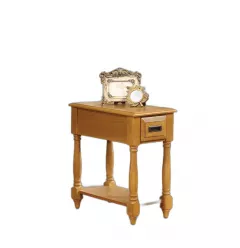 Rectangular Light Oak Finish Wood Side Table