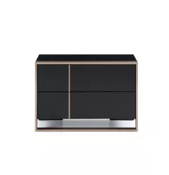 20" Black Two Drawers Nightstand