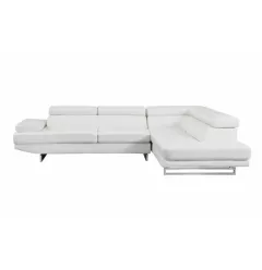 White Leather L Shaped Two Piece Corner Sectional