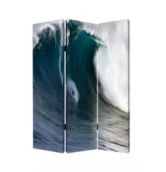 1 X 48 X 72 Multi Color Wood Canvas Wave  Screen