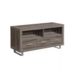 hollow core metal tv stand with drawers and wood finish