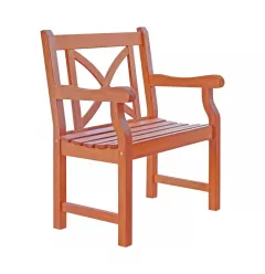 Brown Patio Armchair With Cross Back Design