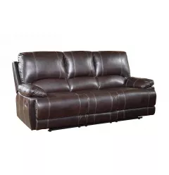 89" Brown And Black Faux Leather Sofa