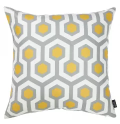 Geometric zippered polyester throw pillow cover in orange and grey with pattern design