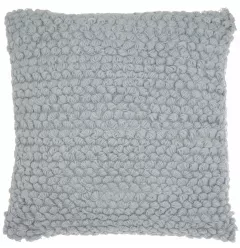 Periwinkle knotted detail throw pillow with grey pattern and metal accents