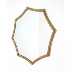 33" Antique Octagon Accent Mirror Wall Mounted With Metal Frame