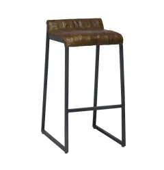 Iron backless counter height bar chair with wood table and outdoor furniture setting