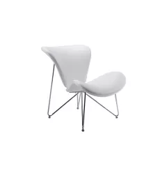 34" White Fabric  Polyester  And Metal Accent Chair