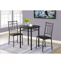 35" Black Leather Look Foam And Metal Three Pieces Dining Set
