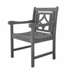 Distressed Dining Armchair With Decorative Back