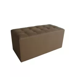 15" Tan Upholstered Faux Leather Bench