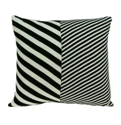 18" X 5" X 18" Transitional White & Black Pillow Cover With Poly Insert