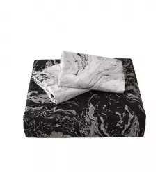 Black Gray and White Twin Microfiber 1400 Thread Count Washable Duvet Cover Set