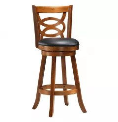 Set of Two " Black And Brown Solid Wood Bar Chairs