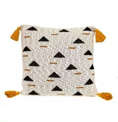 Natural knitted throw pillow with creative arts pattern and jersey texture