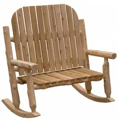 Rustic And Natural Cedar Two-Person Adirondack Rocking Chair