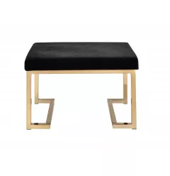 Black cotton blend gold ottoman with hardwood and wood stain finish in outdoor setting