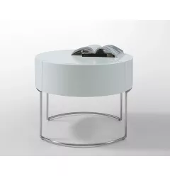 16" White Lacquer Stainless Steel Nightstand