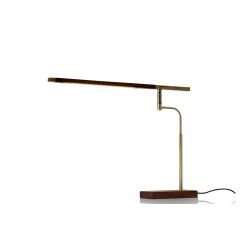 Walnut Wood Finish And Antique Brass Metal Adjustable Led Desk Lamp With Usb Port