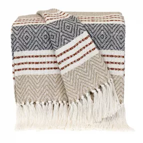 Parkland Collection Transitional Stripes Beige Rectangle 50" x 60" Throw