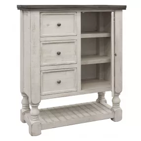 39" Gray and Ivory Solid Wood Three Drawer Chest