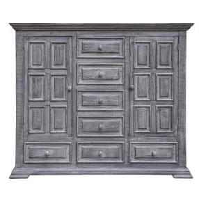 64" Gray Solid Wood Seven Drawer Gentlemans Chest