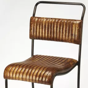 Brown black iron bar chair with wood and wicker design