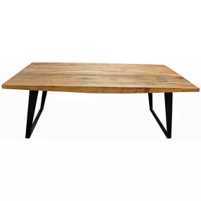 84" Natural And Black Solid Wood And Iron Rectangular Dining Table
