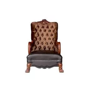 34" Golden Brown And Chocolate Velvet Tufted Chesterfield Chair