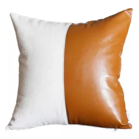 Vegan Faux Leather Detailed Throw Pillow Set of 4