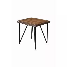 24" Black And Wood Brown Solid Wood End Table