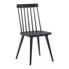 Set of Two Black Wood Windsor Back Dining Side chairs