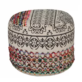 18" Multicolored Cotton Blend Ottoman
