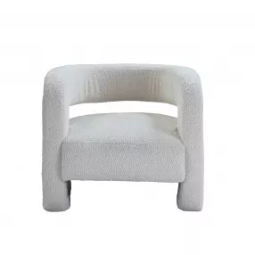 32" White Sherpa Solid Color Barrel Chair
