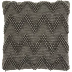 Dark gray chevron pattern throw pillow with woolen texture