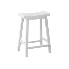 Set of Two " White Solid Wood Backless Bar Chairs