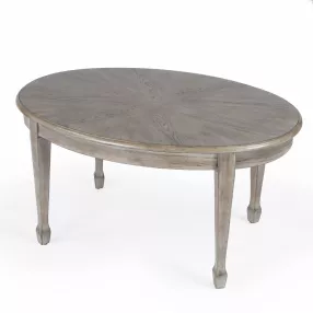 38" DriftWood Solid And Manufactured Wood Oval Distressed Coffee Table