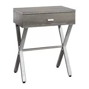 22" Silver And Deep Taupe End Table With Drawer