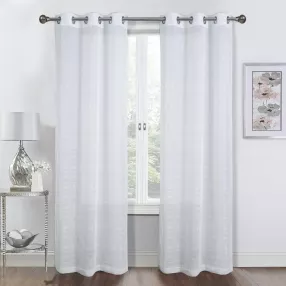 Set of Two 84"  White Shimmery Window Curtain Panels