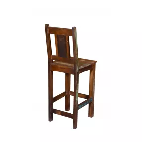 30" Brown Solid Wood Bar Height Bar Chair