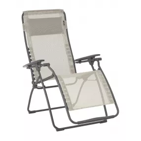 28" Beige and Gray Metal Zero Gravity Chair